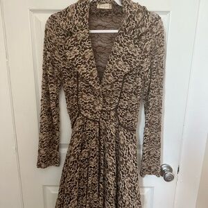 Altar'd State Brown Black Ruched Wrap Dress